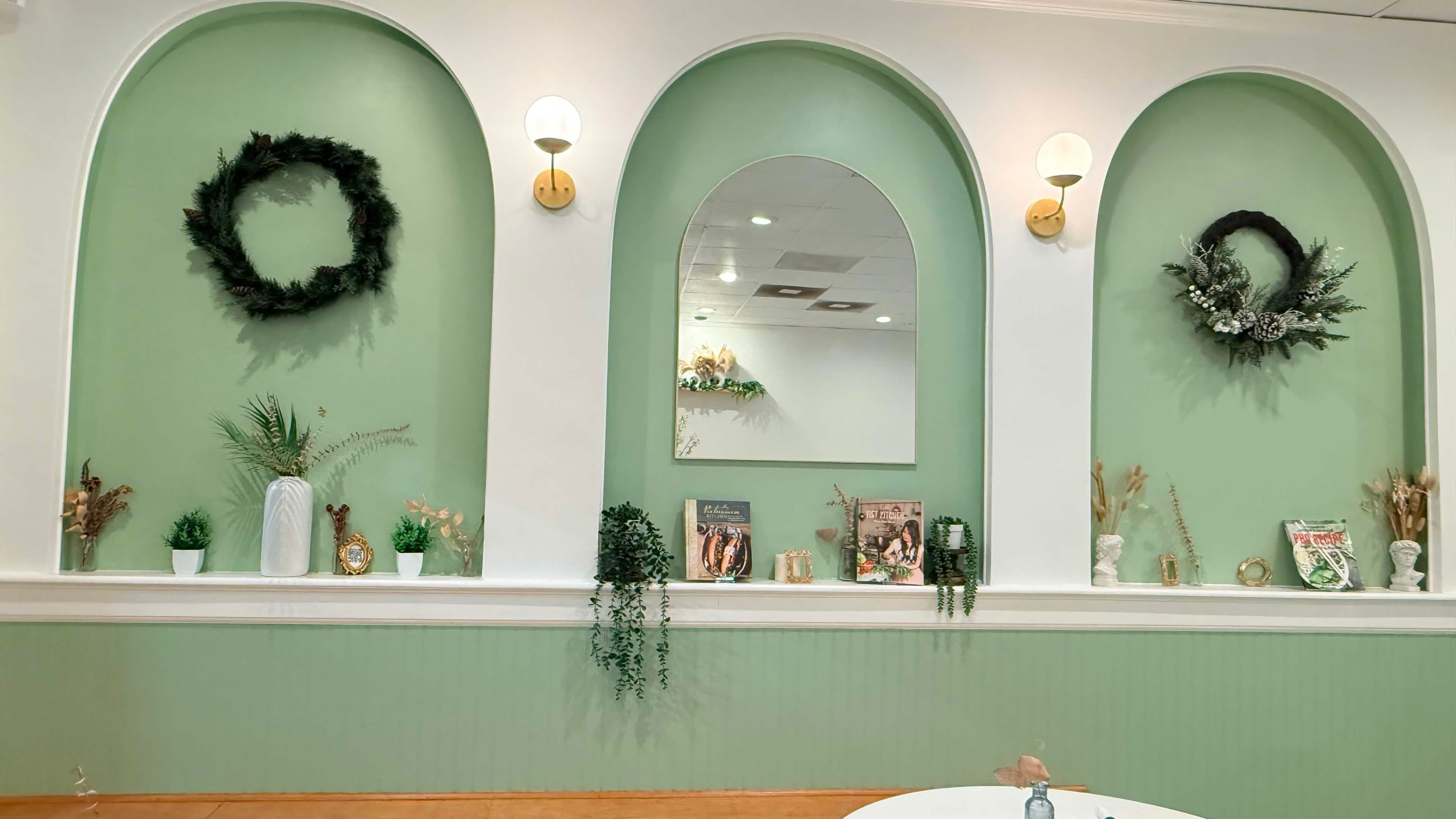 Botanic shelf wall decoration inside Viet Kitchen