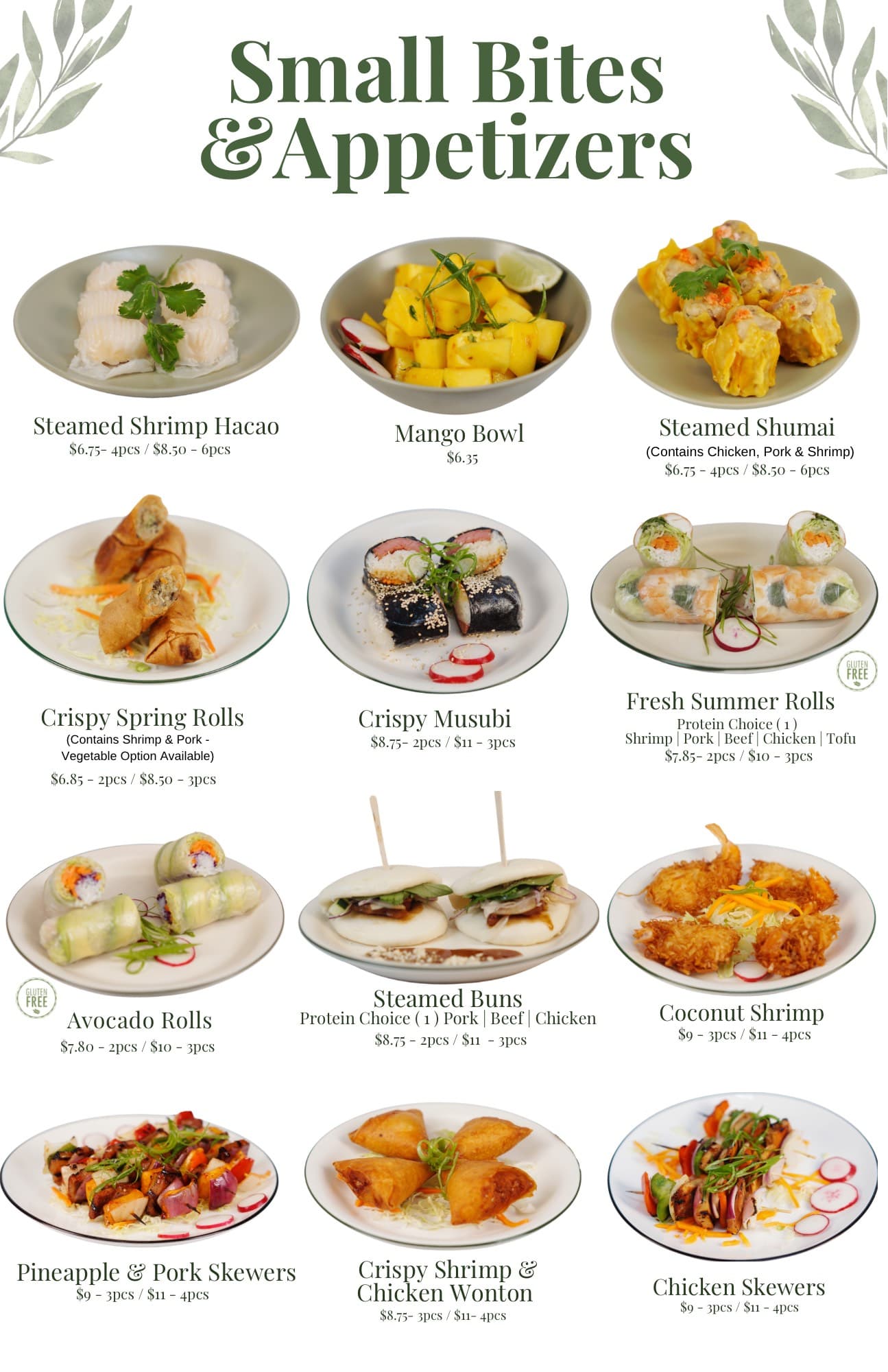 Small Bites & Appetizers Menu