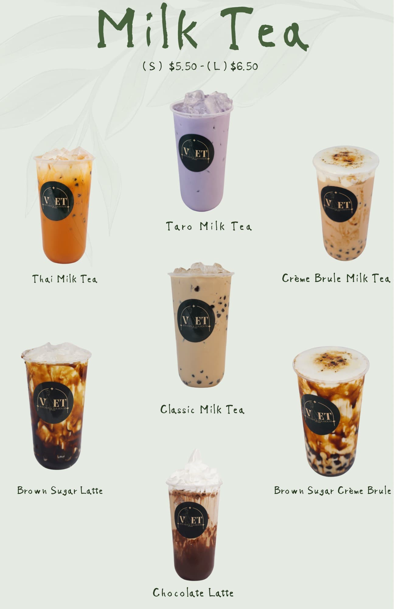Milk Tea Menu