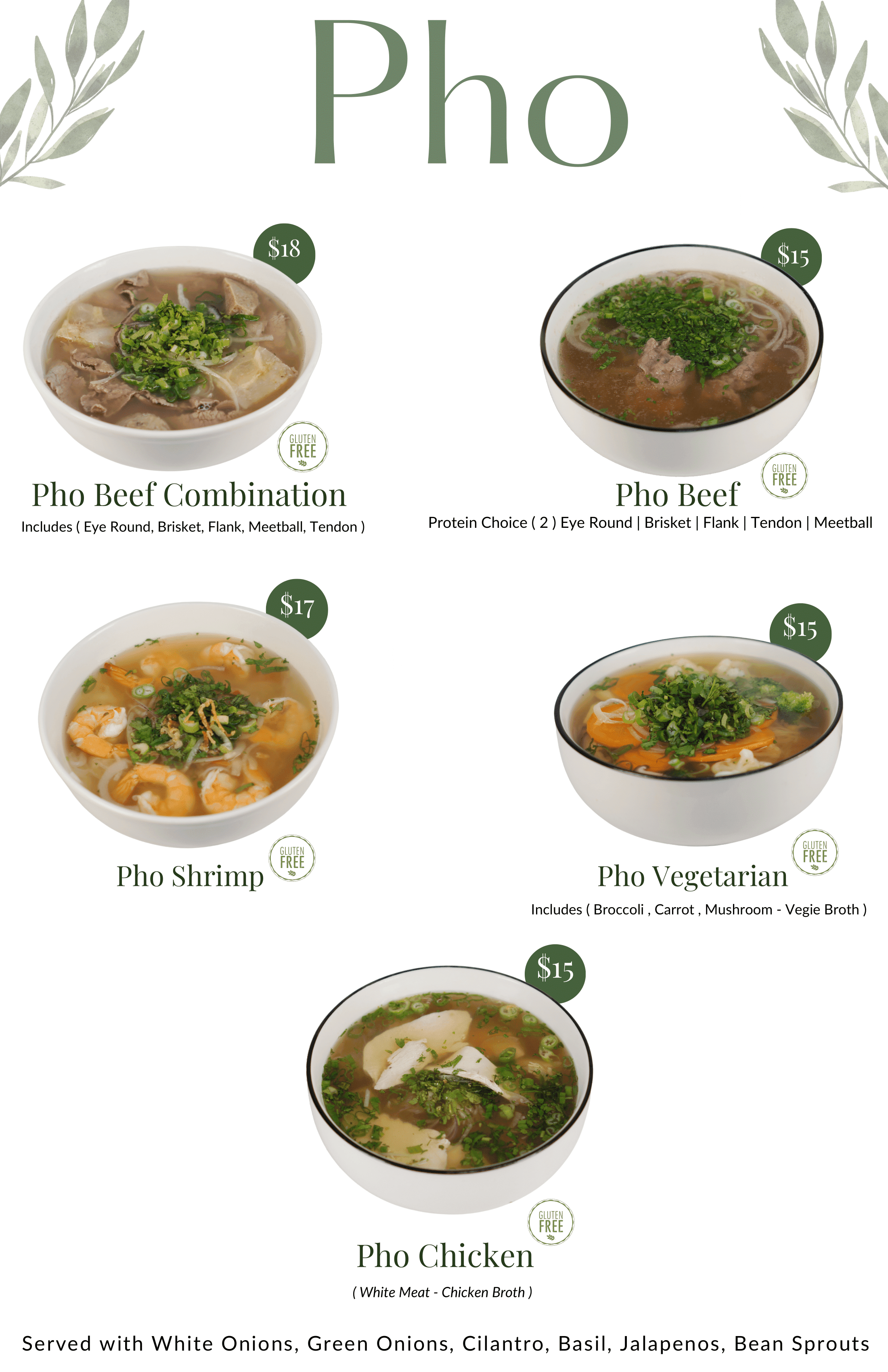 Pho Menu